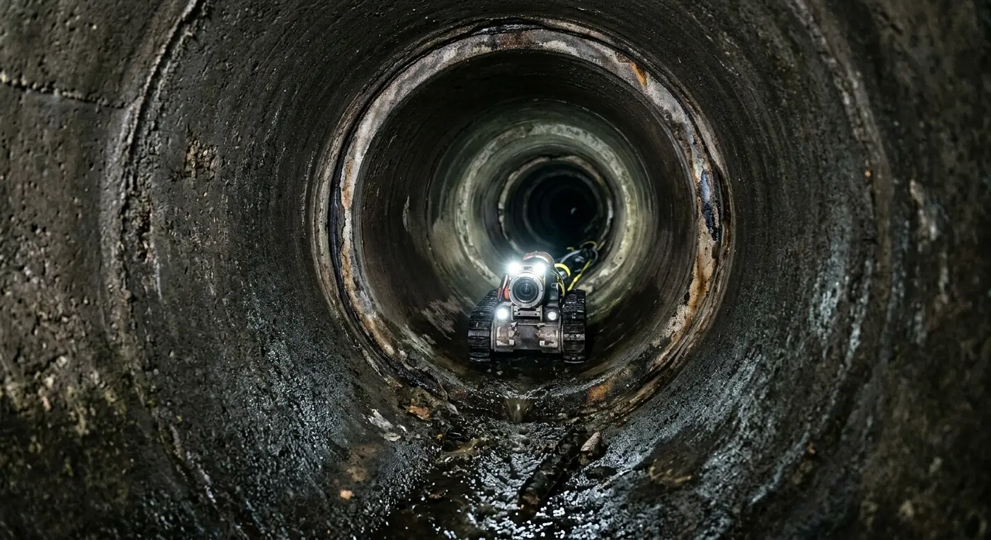 Robotic sewer camera inspecting pipe interior for Sewer Line Cleaning in Warrensville Heights